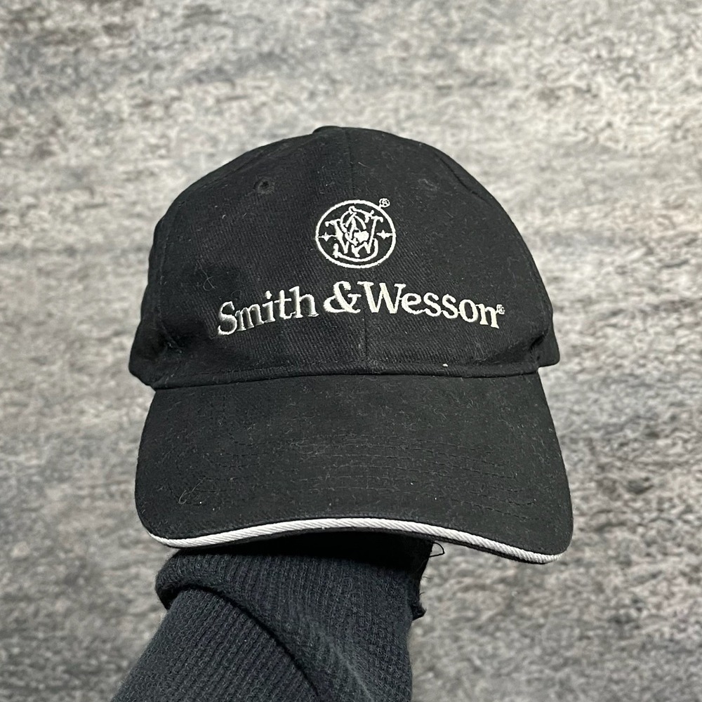 Smith‎ & Wesson Hat Black Embroidered Mens Strap Back Adjustable Cap